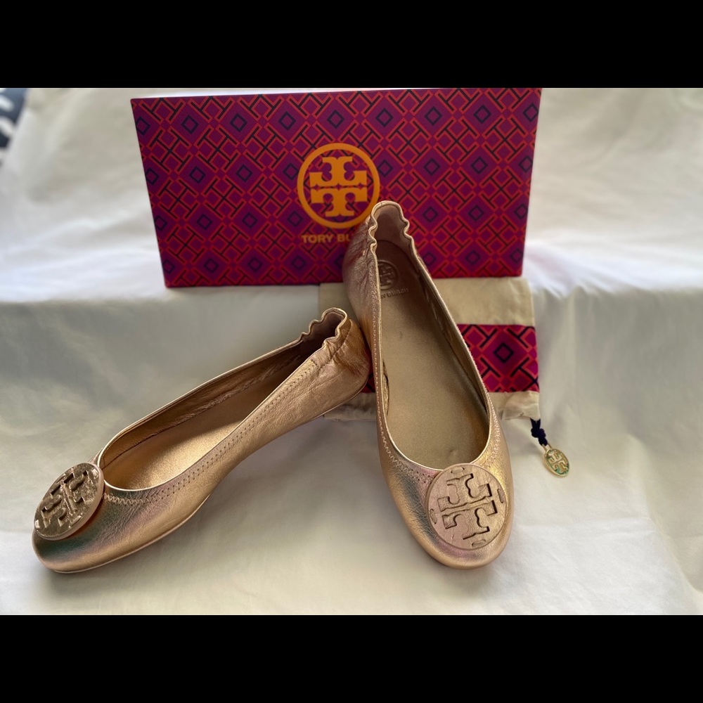 Tory Burch Rose Gold Reva Ballet Flats